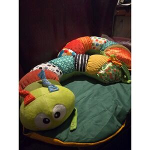 2-in-1 Tummy Time Mat & Seated Support Pillow Detachable Caterpillar Toy